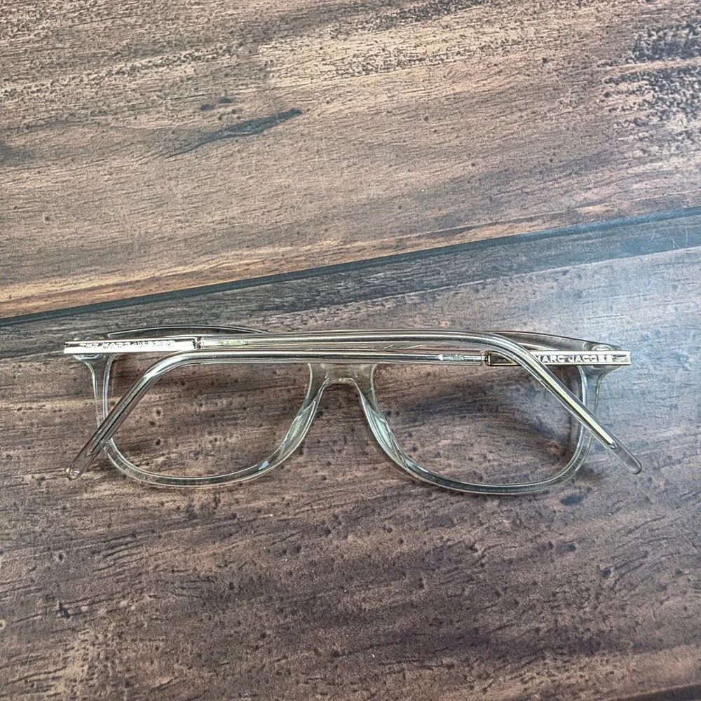 The Marc Jacobs Clear Square Eyeglass Frames Gold Temples 53-15 1V4 Women